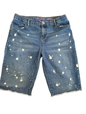 Place Denim Bermuda Shorts with Bleach-Splatter - Blue size Girls size 16